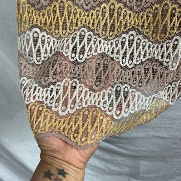 Storia Lace Slip Dress Womens M Open Back Above Knee Adjustable Straps V-neck - Picture 4 of 16